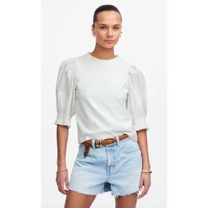 Madewell | NWT Puff-Sleeve Knit Top White | Sz XS